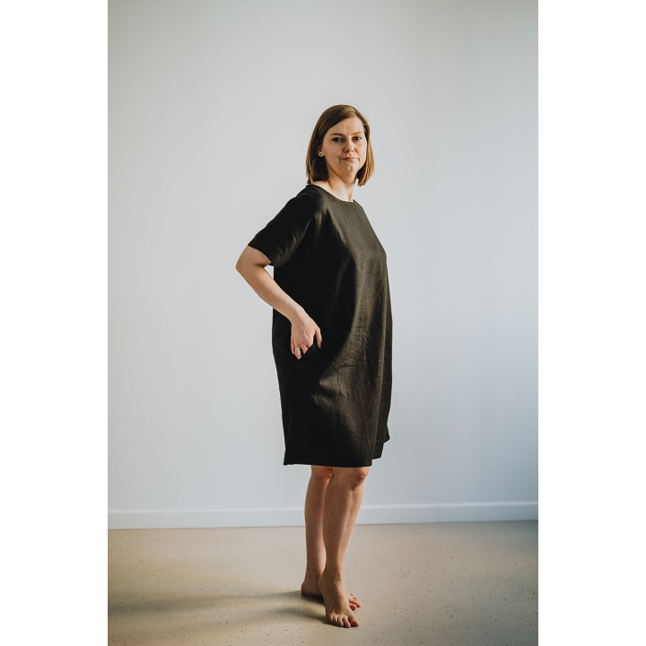 Lniana sukienka Britta (czarna)