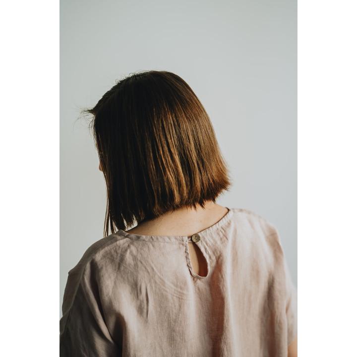 Lniana sukienka Britta (pudrowy róż)