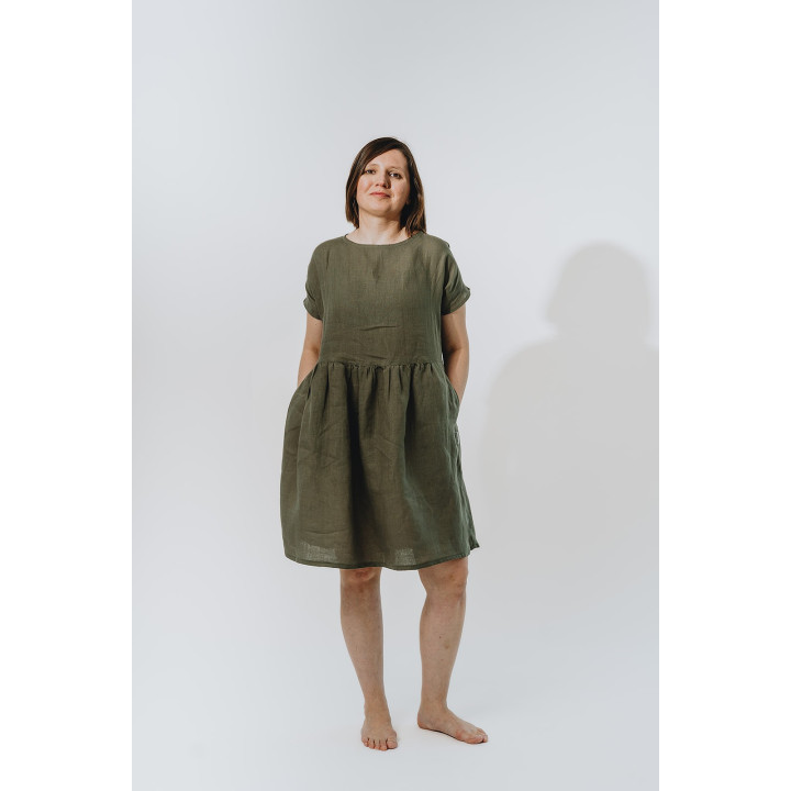 Lniana sukienka Lisa (oliwkowa)