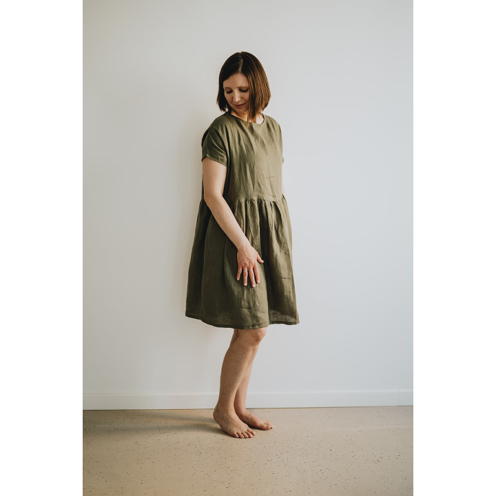 Lniana sukienka Lisa (oliwkowa)