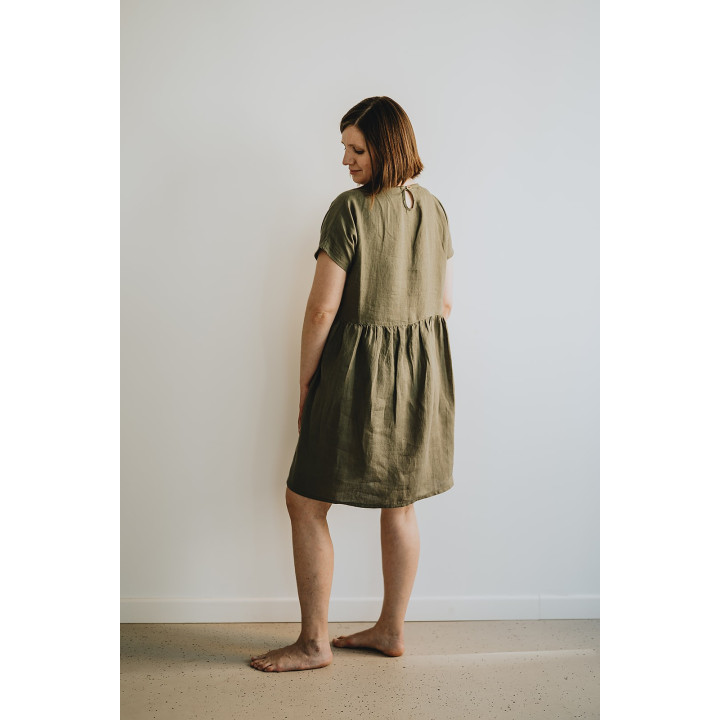 Lniana sukienka Lisa (oliwkowa)