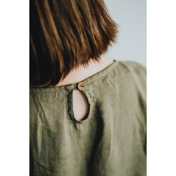 Lniana sukienka Lisa (oliwkowa)