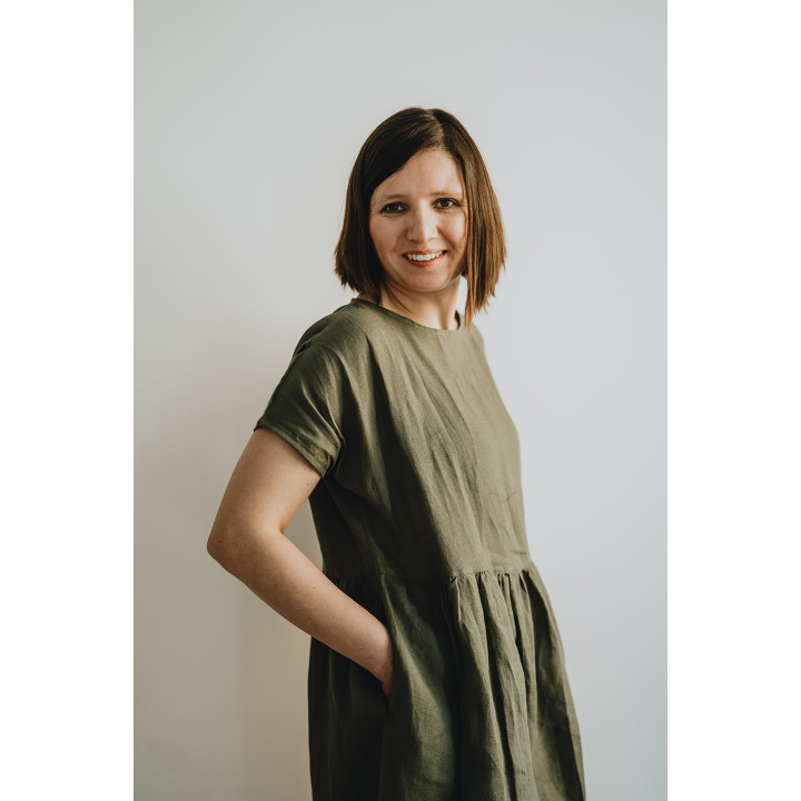 Lniana sukienka Lisa (oliwkowa)