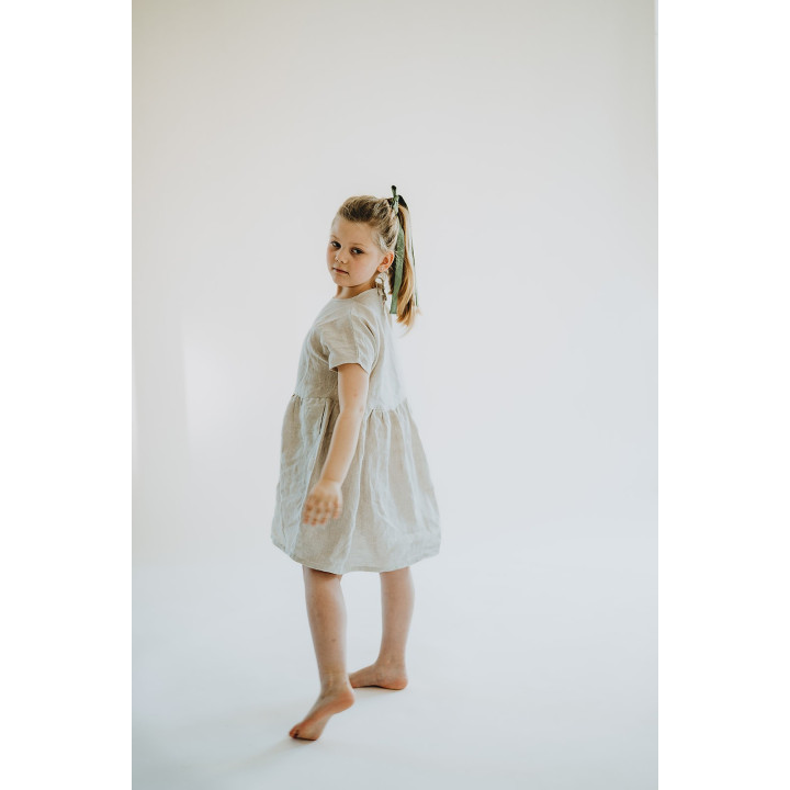 Lniana sukienka dziecięca Liten Lisa (naturalna)