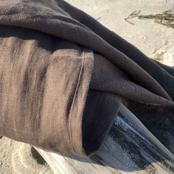 Lniany ręcznik plażowy (czekoladowy)