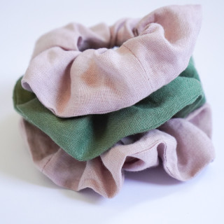 Lniana gumka do włosów scrunchie