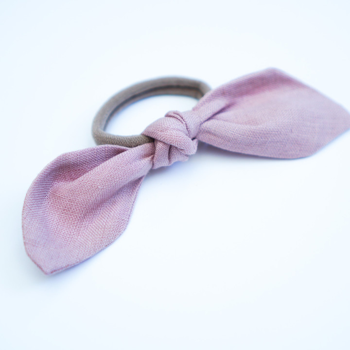 Gumka do włosów-lniana kokardka