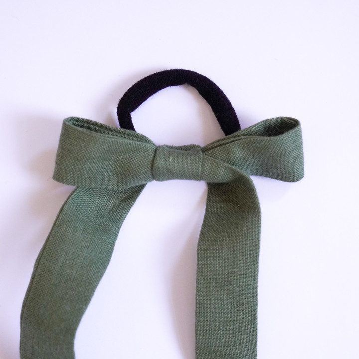 Gumka do włosów - długa, lniana kokardka