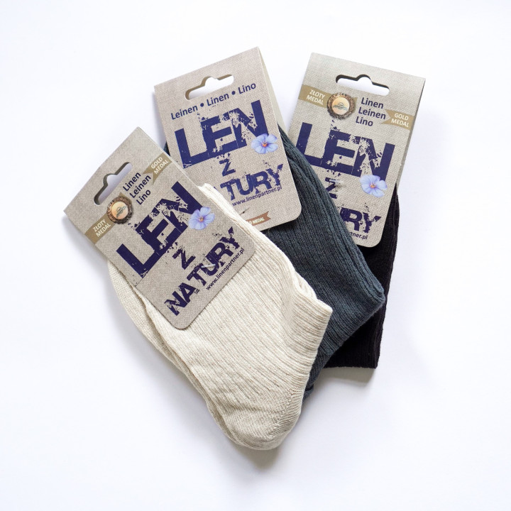 Lniane skarpetki w prążki