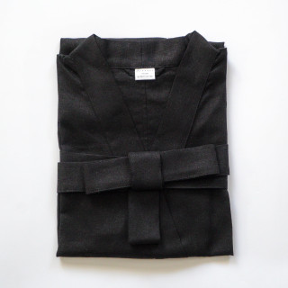 Lniane kimono (czarne) - klasyczne kimono do SPA 100% len