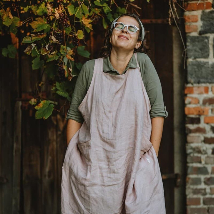 Fartuch japoński Madika (pudrowy róż)