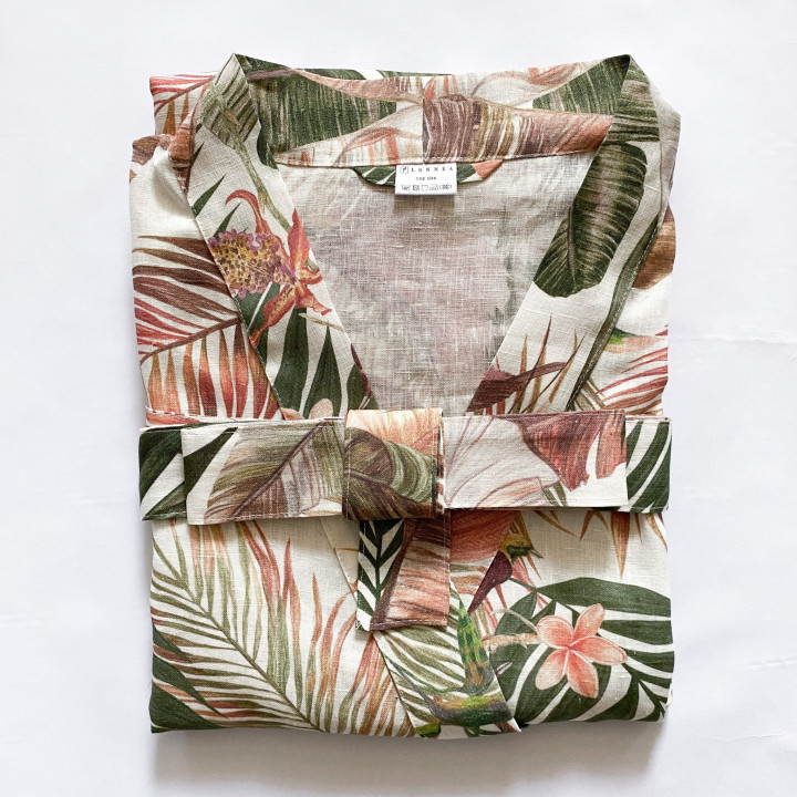 Linned kimono (elfenben) - den perfekte gave til bruden