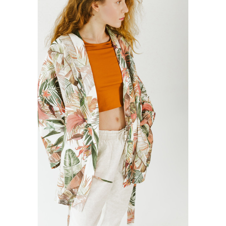 Linned kimono (elfenben) - den perfekte gave til bruden