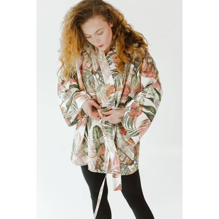 Linned kimono (elfenben) - den perfekte gave til bruden