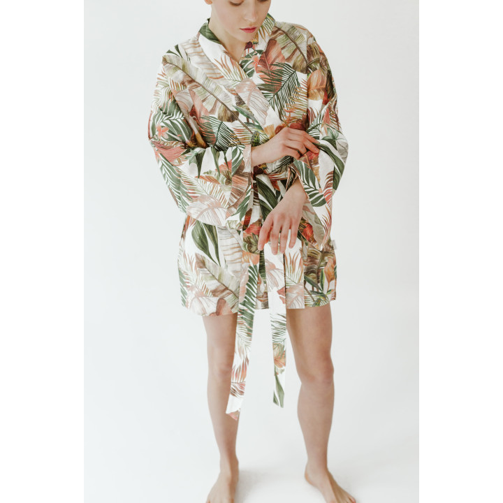 Linned kimono (elfenben) - den perfekte gave til bruden