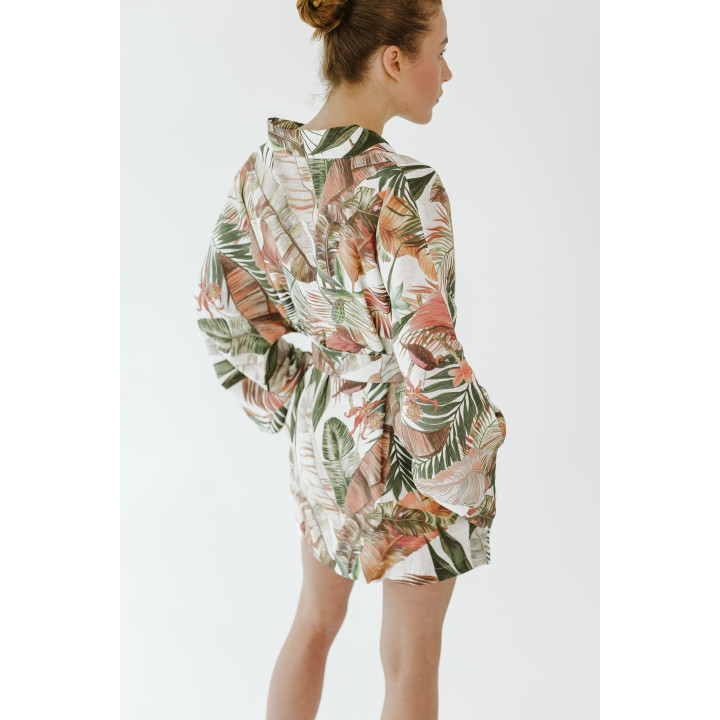 Linned kimono (elfenben) - den perfekte gave til bruden