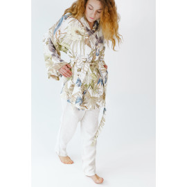 Lniane kimono (niebieskie czaple)