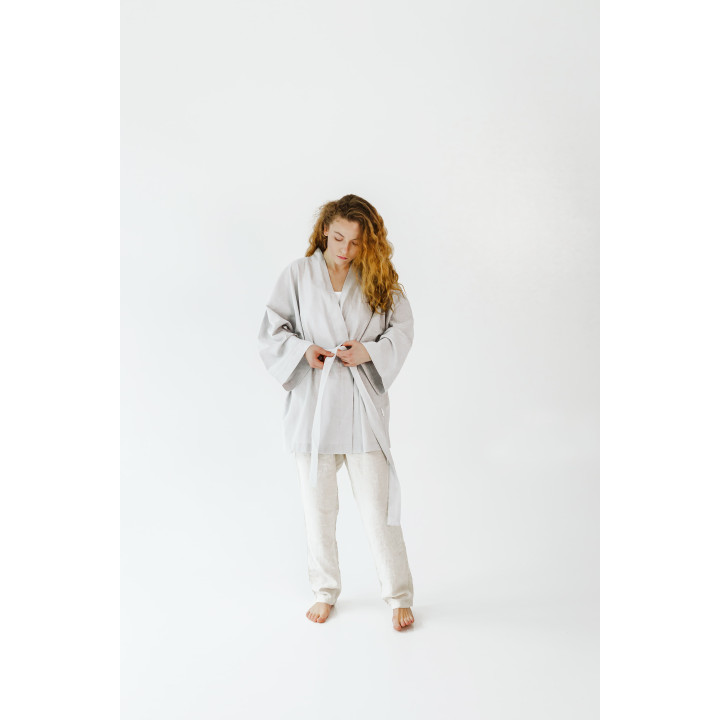 Lniane kimono (popielaty)
