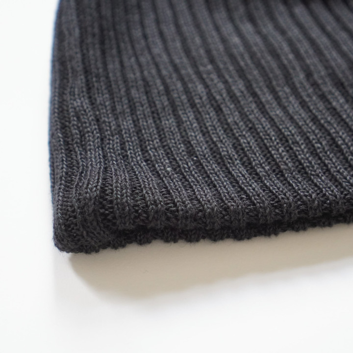 Linen beanie hat (black)