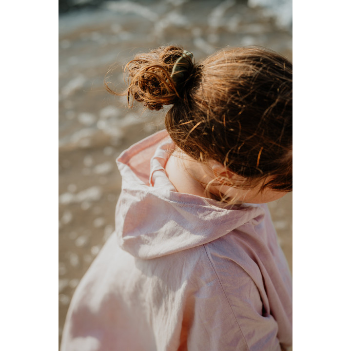 Ponczo lniane (pudrowy róż) - rozmiar SMALL