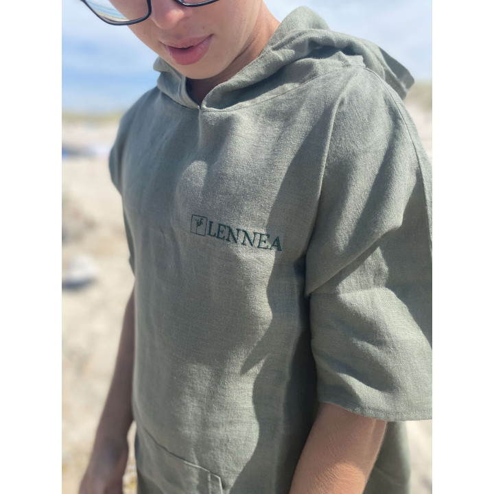 Lniane ponczo plażowe (oliwkowe) rozmiar ONESIZE