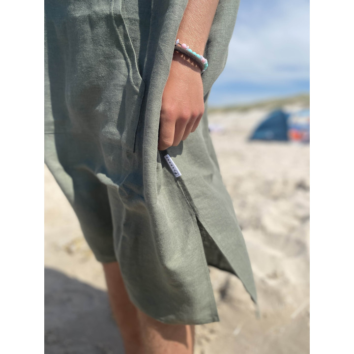 Lniane ponczo plażowe (oliwkowe) rozmiar ONESIZE