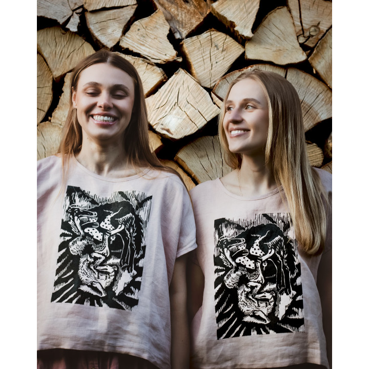 Lniana bluzka "Borzoi nocne rozmowy"