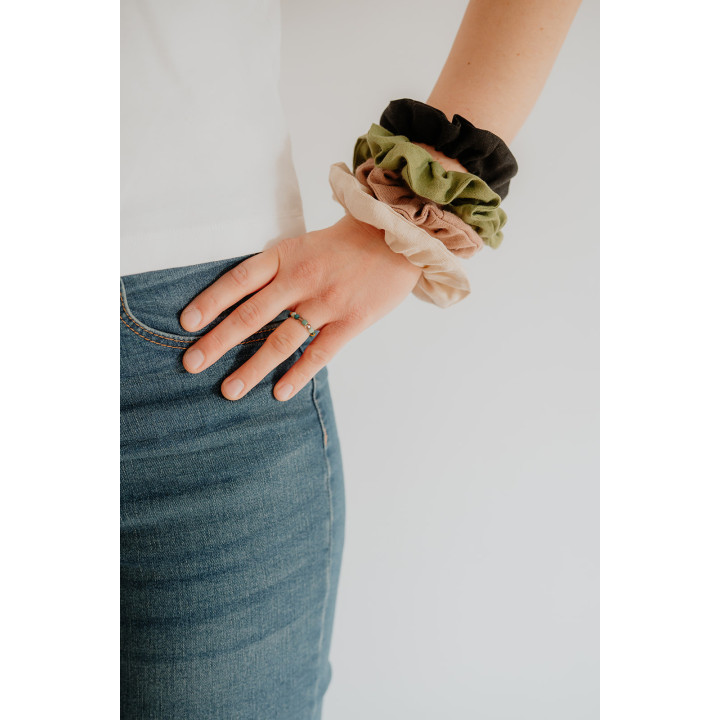 Lniana gumka do włosów scrunchie