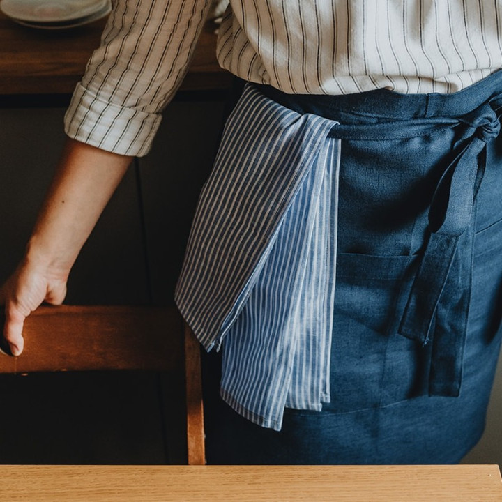 Lniana ściereczka (niebieskie paski)