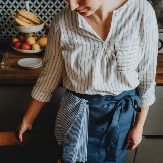 Lniana ściereczka (niebieskie paski)