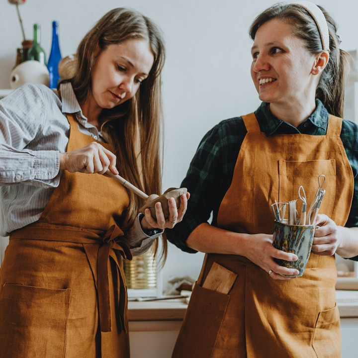 Fartuch do ceramiki (cynamon) - 100% len