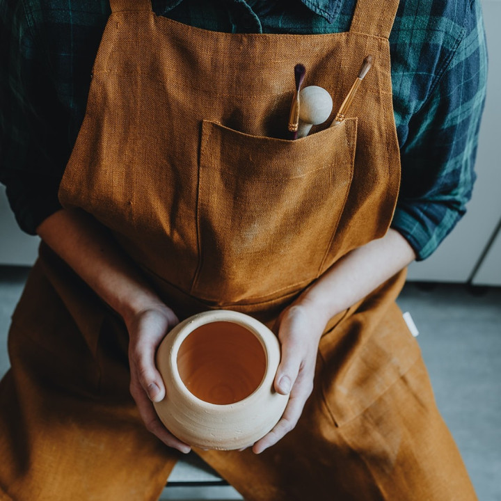 Fartuch do ceramiki (cynamon) - 100% len