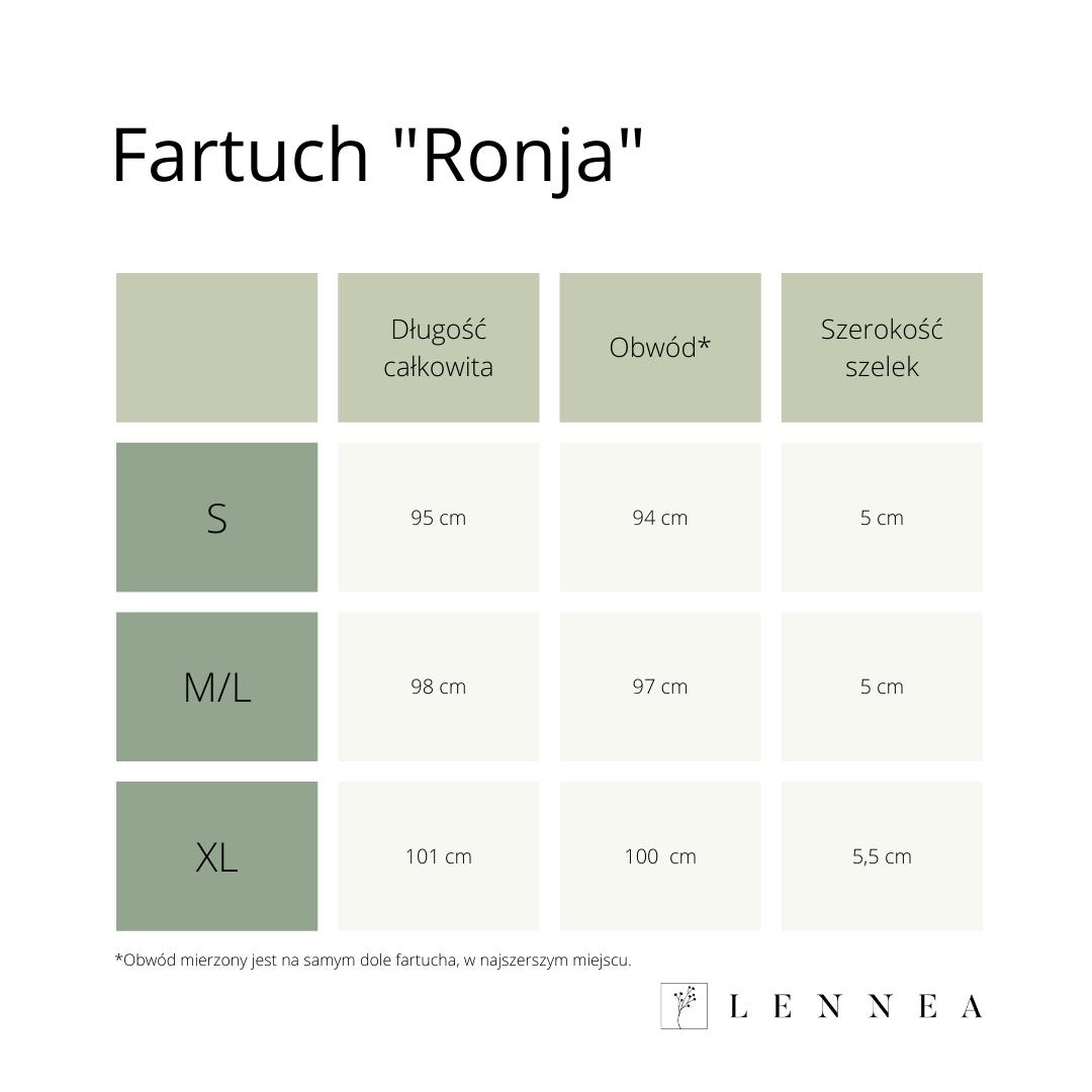 Fartuch Ronja - rozmiary