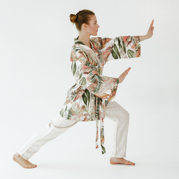 Lniane kimono w różnych wzorach